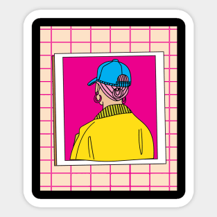 Woman With Retro Cap Sticker